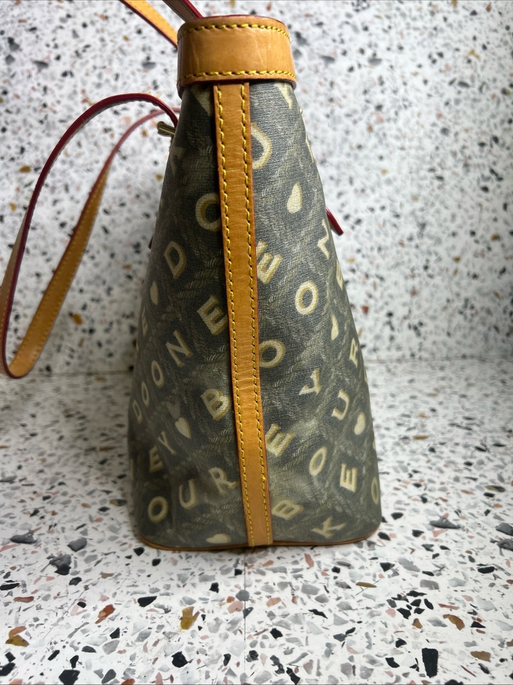 Dooney And Bourke East West Tote Y2K-era "Crossword" or "It" Collection - Picture 3 of 16